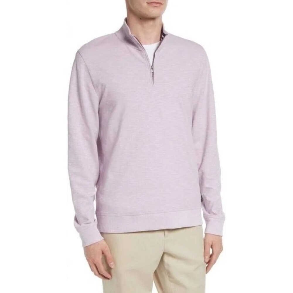 Ted Baker London BERKS Quarter-Zip Pullover in Lilac – Men’s Size 5 (XL)